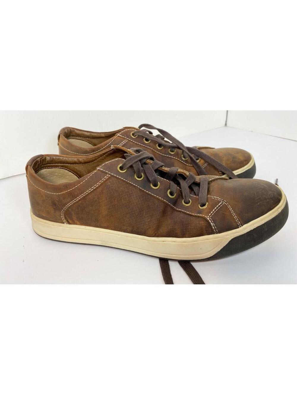 JOHNSTON & MURPHY Men’s Size 8M Solid Dark Brown Leather Low Top Lace Up